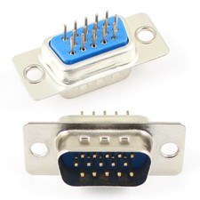 50Pcs D-SUB 15 Round Pin Straight Male DIP Through Hole Connector Adapter 3 Row