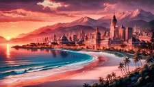 Digital image photo wallpaper art sunset city