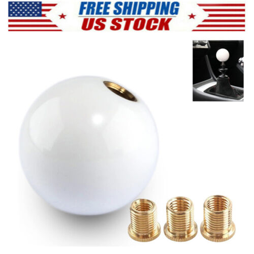 Acrylic Glossy White Round Ball Universal Shift Knob Manual Gear Shifter Head - Picture 1 of 19