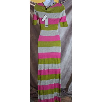 Only Green Pink And Grey Striped Maxi Dress | eBay