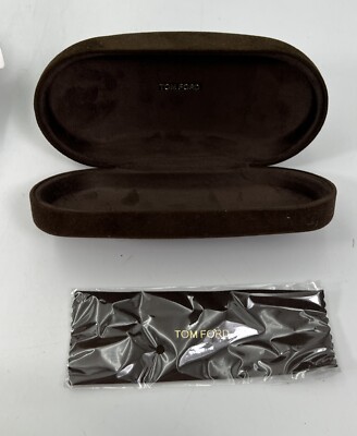 Tom Ford Brown Suede Eyeglass ONLY Case with Cleaning Cloth  display picture 2