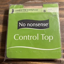 No Nonsense Control Top Pantyhose NUDE Size B Trims Tummy and Hips SheetToe 086