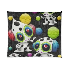 King Size Comforter Psychedelic Polka Dots Colorful Aliens Space Home Decor Cool