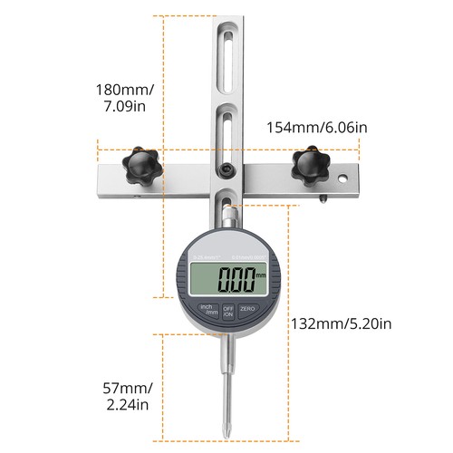 Digital Dial Indicator Electronic Aluminum Bar Table Saw Gauge Test 0.01/0.0005" - Picture 2 of 14