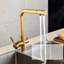 Antique Brass Dual Handles 3 Way Water Filter Kitchen Mixer Tap Faucet ssf124