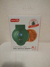Mini Waffle Maker Christmas Tree 4” Nonstick 350 Watts Green Holiday by Dash.  A