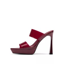 Sabot Donna Eleganti Con Plateau E Tacco 12 cm Rosso Vino Trasparenti CF69779