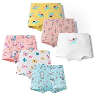 6 Pack Little Girls' Cotton Underwear Baby Breathable Panties Diverse Boyshort