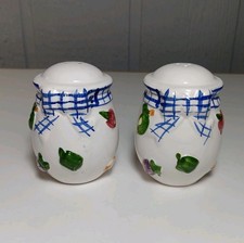 Ceramic Salt and Pepper Shakers White 3-D Fruit Design 3.25 Inch Vintage 