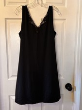 Bali Studio Collection Lace Accent Full Slip Black Size Large Adjustable Straps