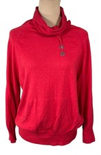 Michael Michael Kors Sweater Cowl Neck Red Size M Medium Knit Pockets