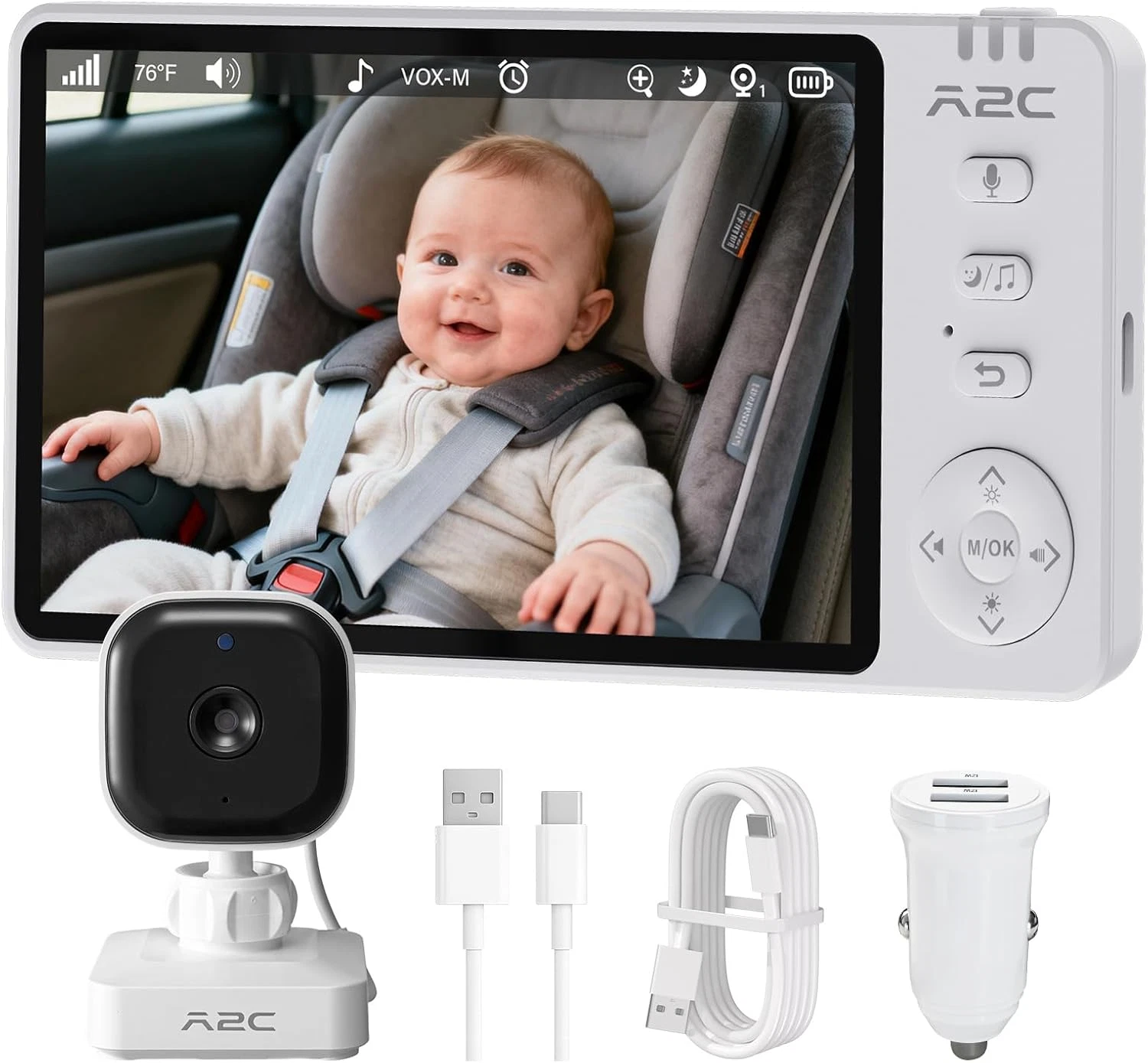 Wireless Baby Car Camera, Easy Install Car Baby Monitor with Night Vision, 5" 10