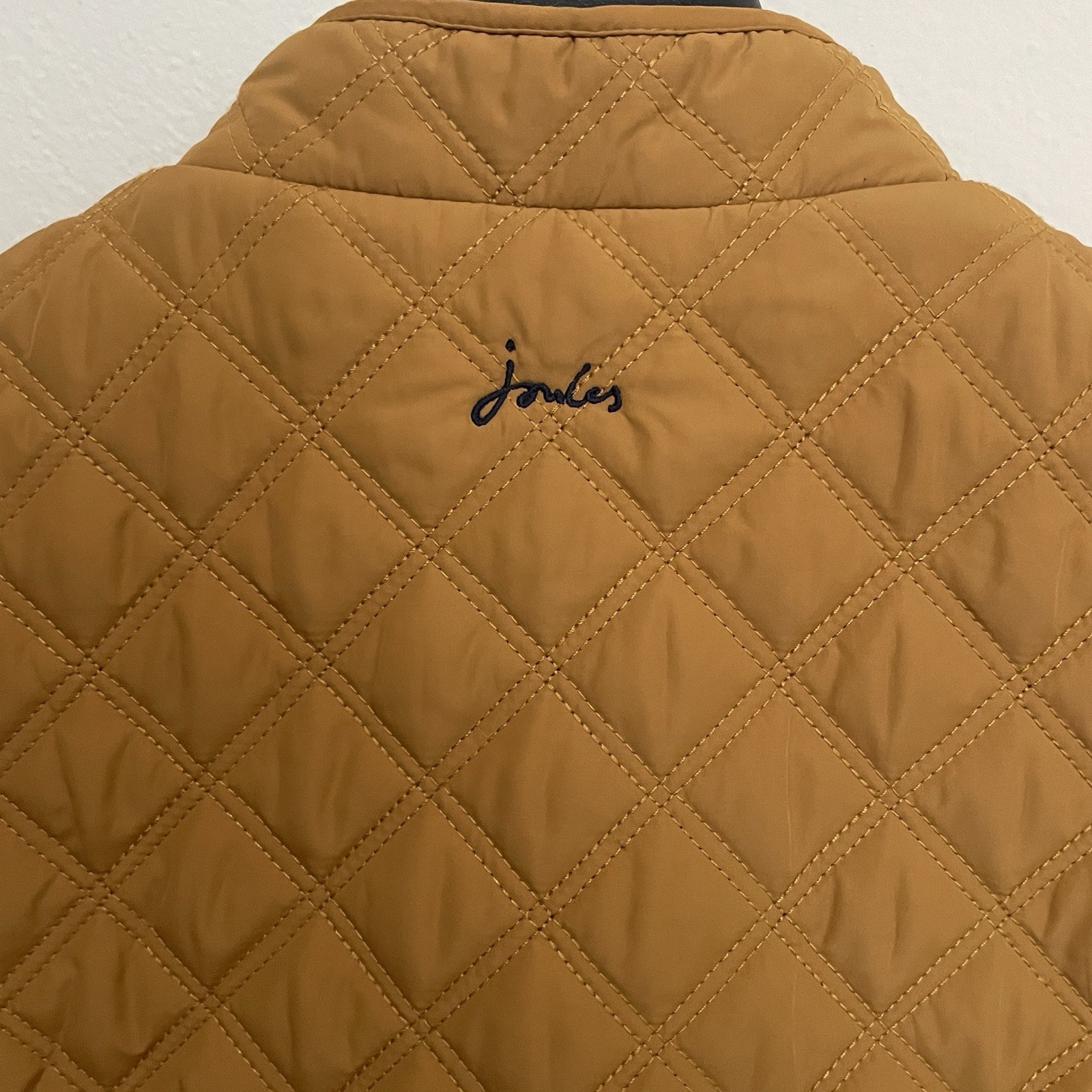 Joules Diamond Quilted Golden Minx Puffer Vest Size 10 Preppy Equestrian Mustard