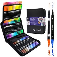 72 Colors Dual Tip Art Markers, Fine, Brush for Adult Coloring Books, Drawing