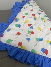 Vintage Baby Quilt Blanket 80 s Rainbow Heart Balloons Approx 46x 38 Clean
