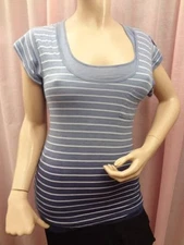 Splendid Knit Top Blue/Grey Ombre Short Sleeve Racer Back Size S