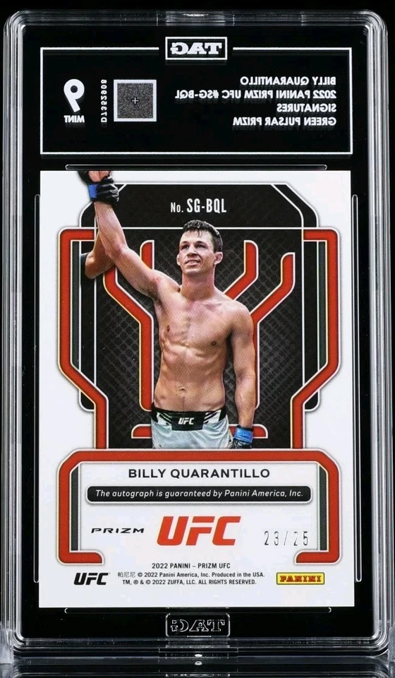UFC BILLY QUARANTILLO 2022 PANINI ROOKIE GREEN PULSAR PRIZM /25 AUTO - Image 2 of 2