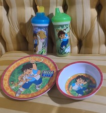 Y2K Lot Of 4 Nick JR Go Diego Go Zak! Designs Plate Bowl Munchkin Cups 2008