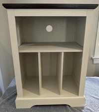 Modern Vinyl Record Player Table with Album Storage and Display Space