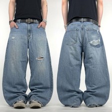 Vintage y2k rare patched embroidered grunge baggy wide leg jeans