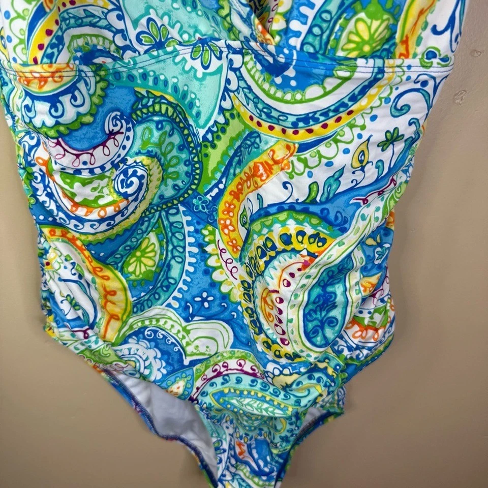 Traje de baño de una pieza Lauren Ralph Lauren talla 14 Carnivale Paisley - azul playa Foto 4 de 4