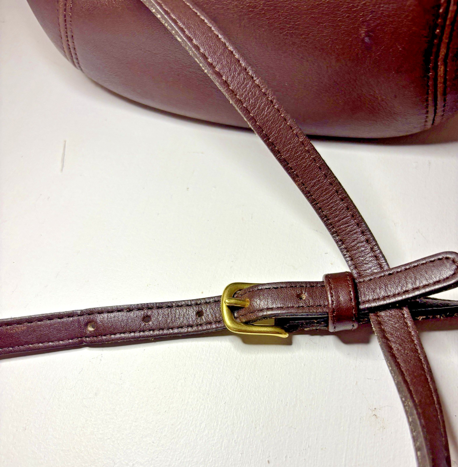 Vintage Coach E7D 9990 Brown Leather Crossbody Bag USA NYC Hinge Top Purse 1997 image 9