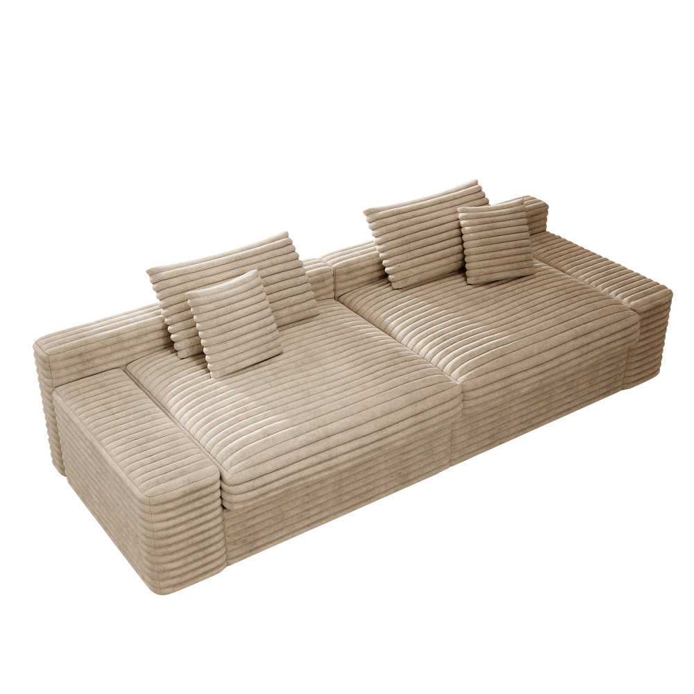 Beige 118.1*47.2" Modular Sectional Sofa Seat, Compressed Couch, 2PC Combination