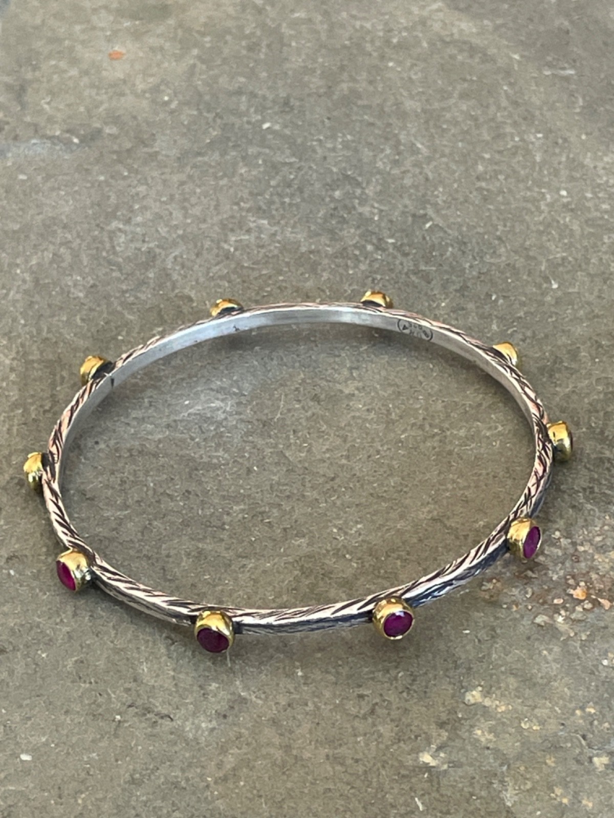 Bora Ruby Bangle Bracelet with Sterling Silver an… - image 1