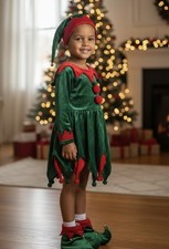 12151 Kids Christmas Elf Costume Santa Claus Suit Little Helper Cosplay Outfits