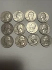 1960-1964  Washington Quartersr All Silver 12 Coin Lot. 90% Silver (H22)