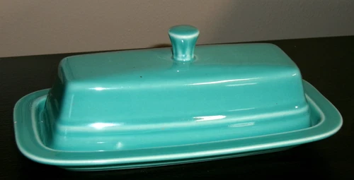 Vintage Green Turquoise Fiesta Ware Homer Laughlin Covered Butter Dish