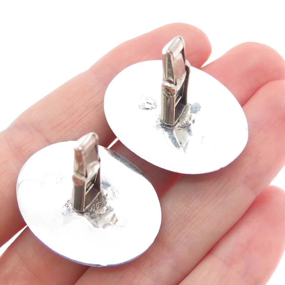925 Sterling Silver Vintage Mexico Real Jasper Modernist Cufflinks - Image 2 of 4