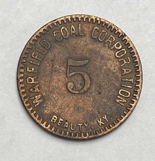 Beauty KY Kentucky Coal Scrip Token Warfield Coal Corp. 5 Cent R9 Rare