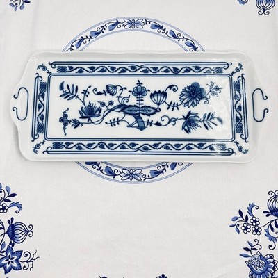 Zwiebelmuster Porzellan Königskuchenplatte Kuchenplatte Gebäckplatte 36x16 cm