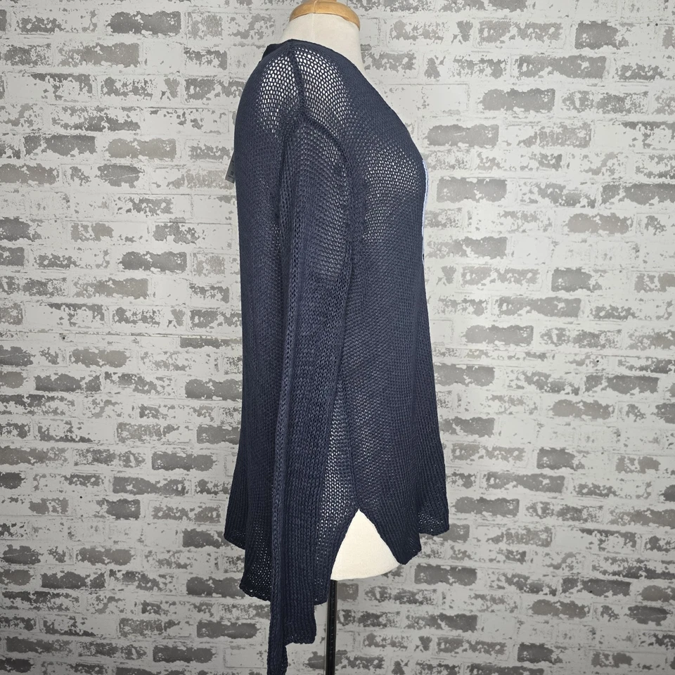 NUEVO Suéter de Madera para Mujer M/L Boat Babe V Algodón Índigo Más Oscuro Playa Cielo Foto 3 de 4