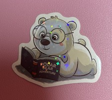 Polar Bear Reading Book Sticker