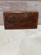 Roper-style, hand-tooled leather wallet
