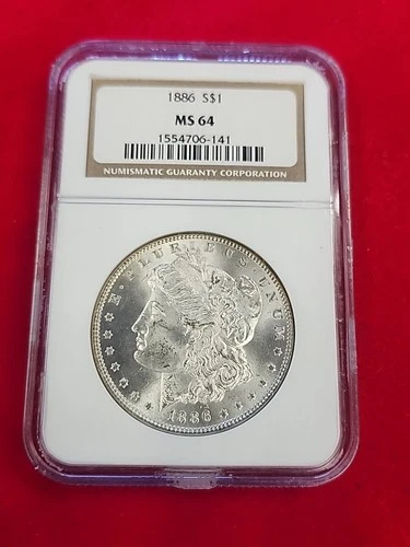1886 MORGAN DOLLAR NGC MS 64 Silver $1 Coin #141