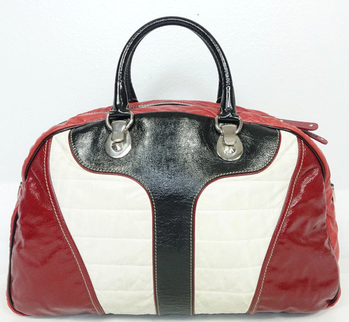 Authentic Gucci Soft Leather Duffle Boston Travel Bag Shoulder Handbag XL Italy