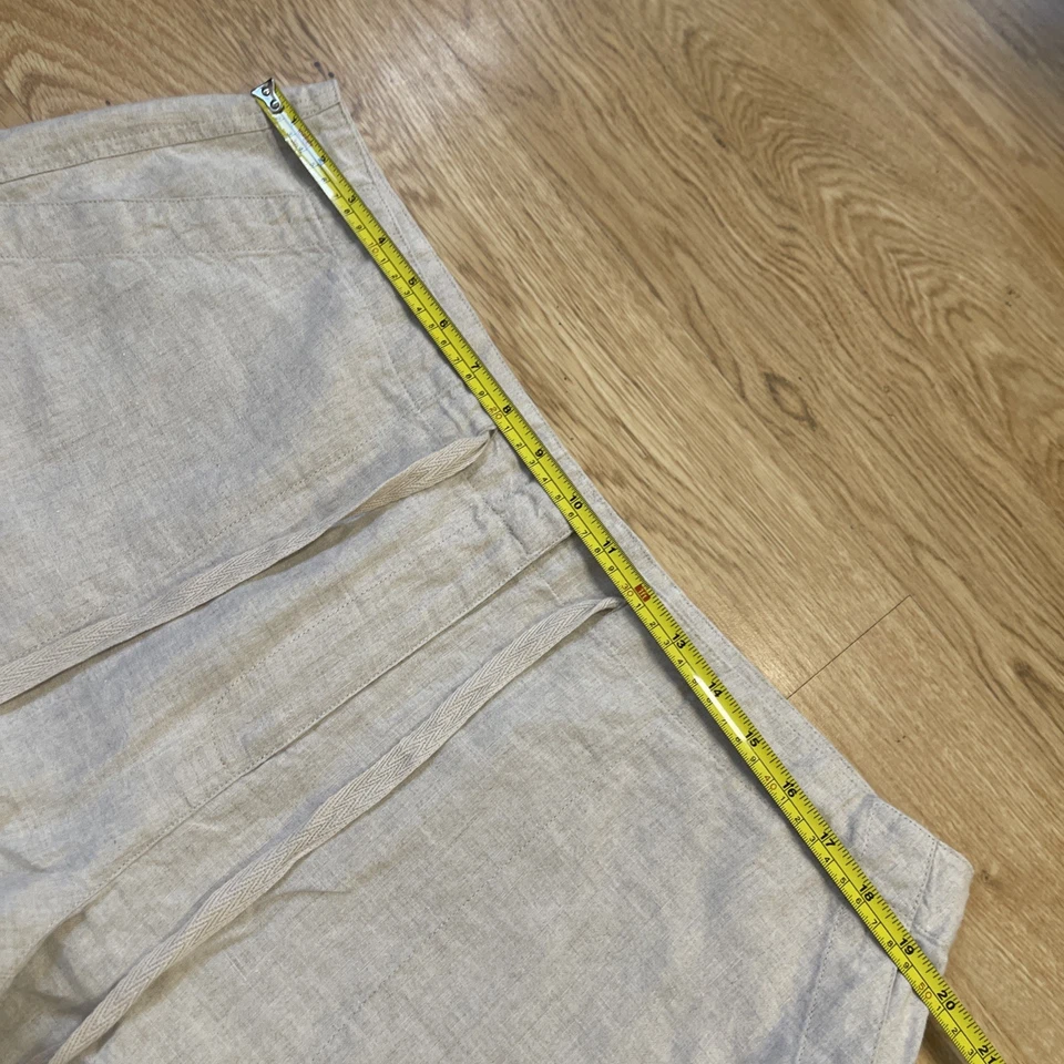 Eileen Fisher Shorts Womens Large Beige Linen Pull On Relaxed Fit Summer Casual - Image 2 of 4