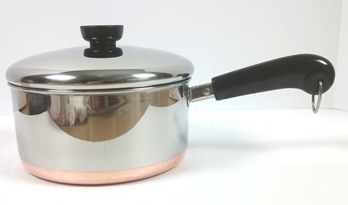 REVERE WARE 2 qt  Saucepan & Lid Copper Bottom Clinton IL USA VTG Clean