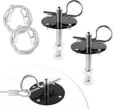 Hood Pins Kit for Car - Stainless Steel Pin 2.49x2.49x4.13 inch, Black 