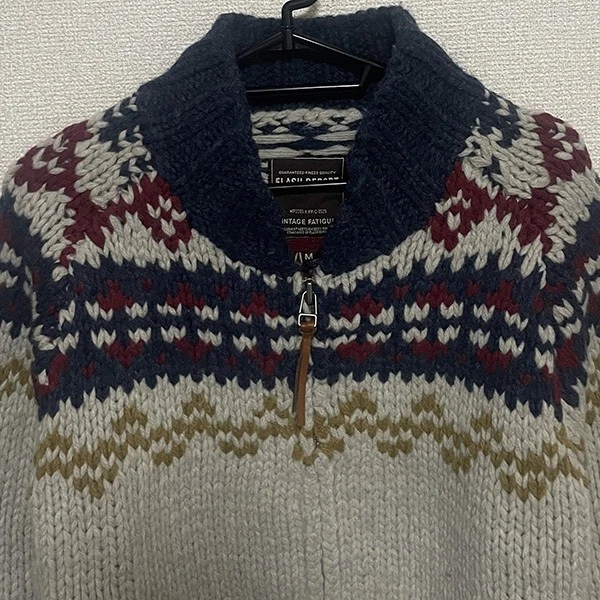 Flash Report Cowichan Sweater Wool Knit M Hand Knitted American Casual Ivy Prepp - Image 3 of 4