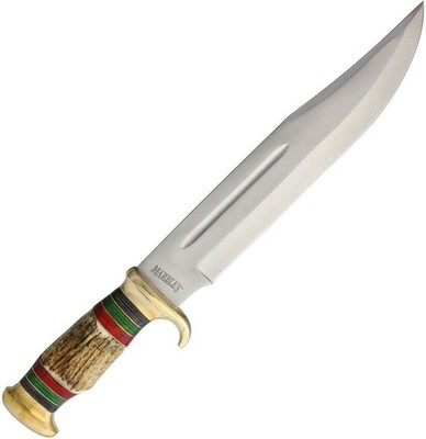 Marbles STAG PAKKA BOWIE Messer Jagdmesser Horn-/ Pakkaholz Griff Lederscheide