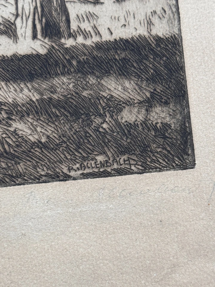 RENÉ ALLENBACH GRAVURE DÉBUT XXème SIGNÉE PAYSAGE ALSACE KOCHERSBERG - Photo 3/4