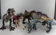 Lote de 7 figuras de dinosaurios Mattel Jurassic World paquete de juguetes T-Rex Jurassic Park