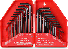 30Pc Imperial & Metric Hex Allen Key Wrench Folding Set with Small & Large Sizes