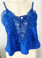 Victoria  s Secret Gold Label 1980  s Lace Camisole Top Women  s S Royal Blue VTG