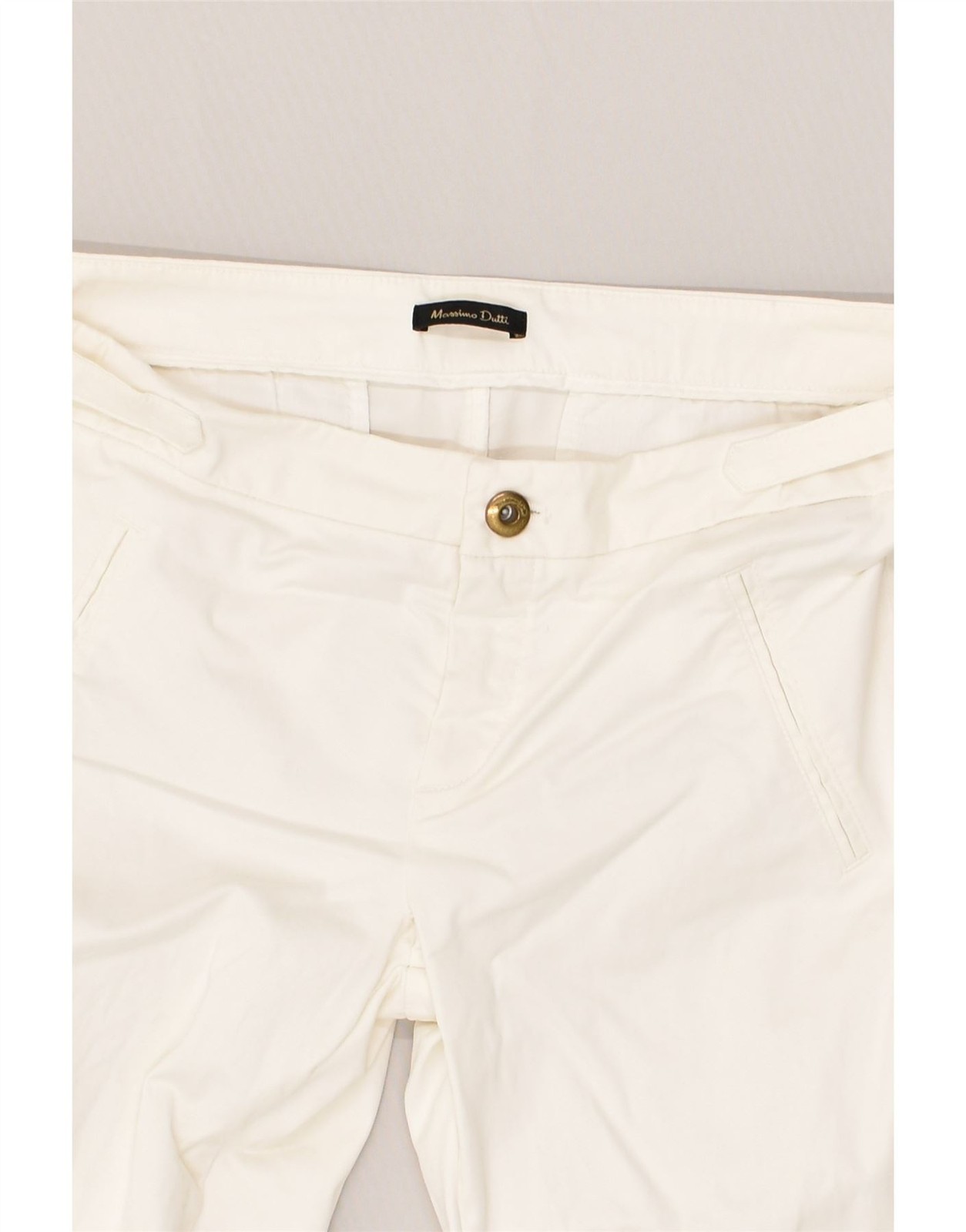 MASSIMO DUTTI Womens Casual Fit Slim Chino Trousers W33 L28 Off White AO19 thumbnail 4