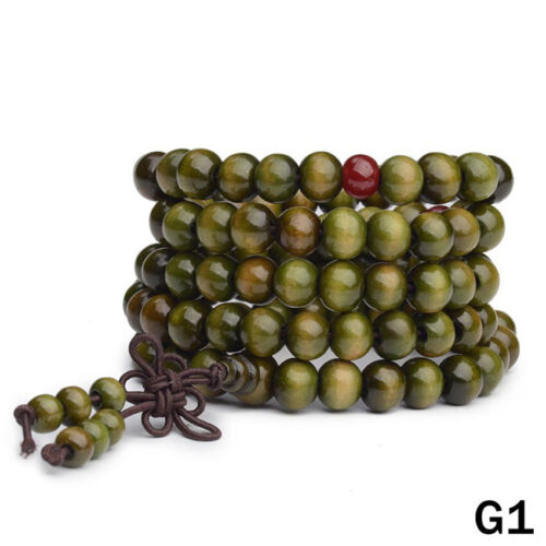 6mm green Sandalwood 108 beads Bracelet mala Fancy spirituality Reiki Gemstone - Afbeelding 1 van 5